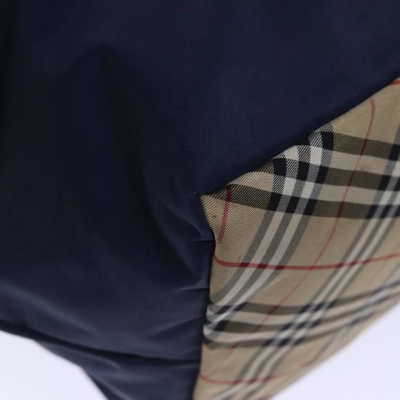 BURBERRYSs Nova Check Blue Label Tote Bag Nylon Navy Beige Auth bs13707 - Picture 15 of 16